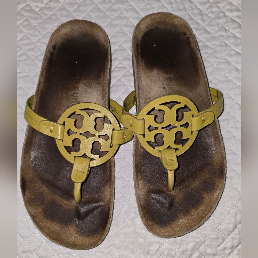 Tory Burch Mustard Slide Sandals